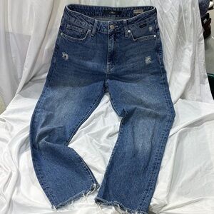 Mavi Viola high rise slim straight raw hem distressed 5 pocket jeans 25